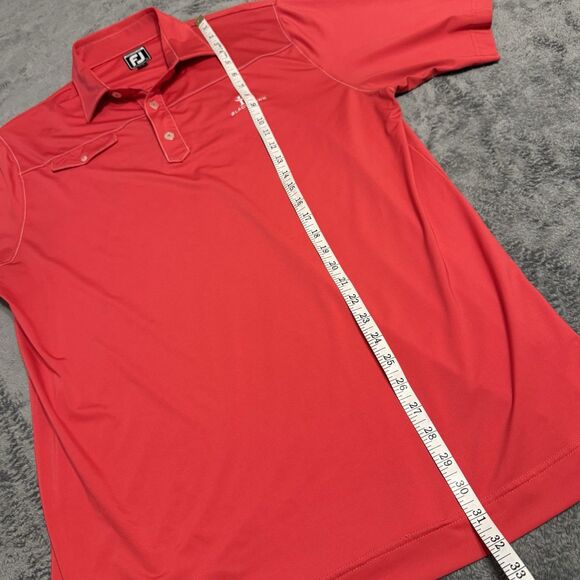 FJ FootJoy Men's Polo Size L Dark Pink White Stitching Athletic Fit Course Logo - Picture 5 of 6